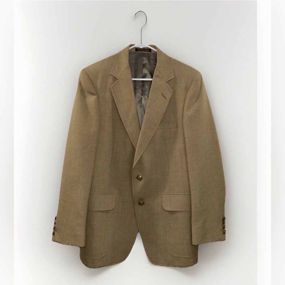 Vintage Warren Sewell Mens Sz 41R Tan Blazer Sport Coat Wool/Camel‎ Hair Blend